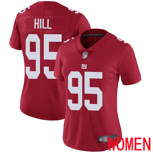 Women New York Giants #95 B.J. Hill Red Limited Red Inverted Legend Football NFL Jersey